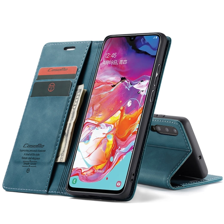 CaseMe-013 Multifunctional Retro Frosted Horizontal Flip Leather Case for Galaxy A70, with Card Slot & Holder & Zipper Wallet & Photo Frame
