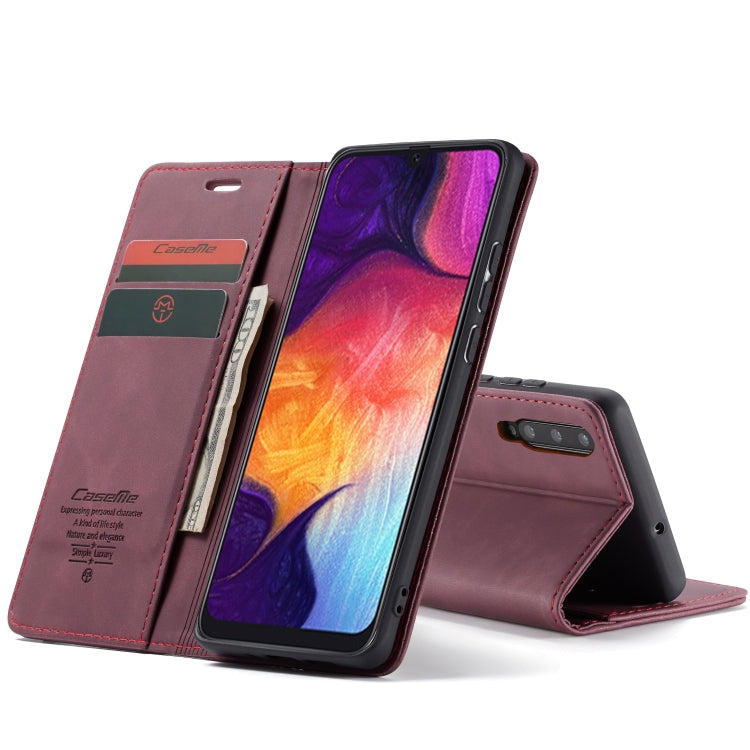 CaseMe-013 Multifunctional Retro Frosted Horizontal Flip Leather Case for Galaxy A30S / A50S / A50, with Card Slot & Holder & Zipper Wallet & Photo Frame