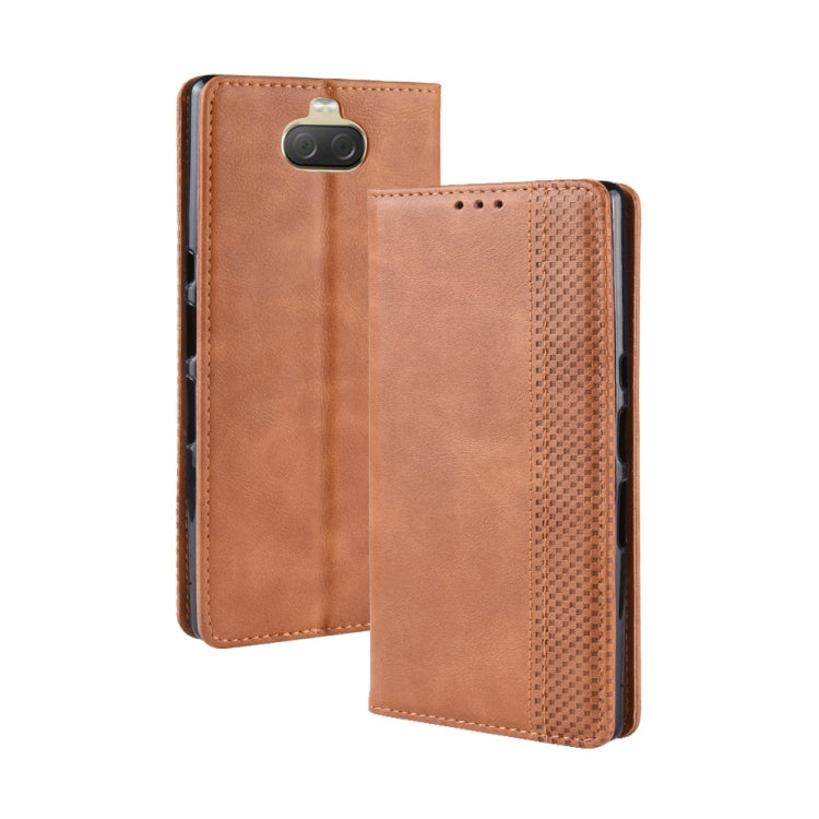 Magnetic Buckle Retro Texture Horizontal Flip Leather Case compatible with Sony Xperia 10 Plus, with Holder & Card Slots & Wallet, Sony Xperia 10 Plus