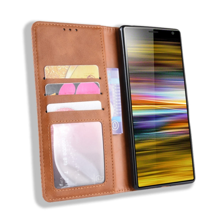 Magnetic Buckle Retro Texture Horizontal Flip Leather Case compatible with Sony Xperia 10 Plus, with Holder & Card Slots & Wallet, Sony Xperia 10 Plus