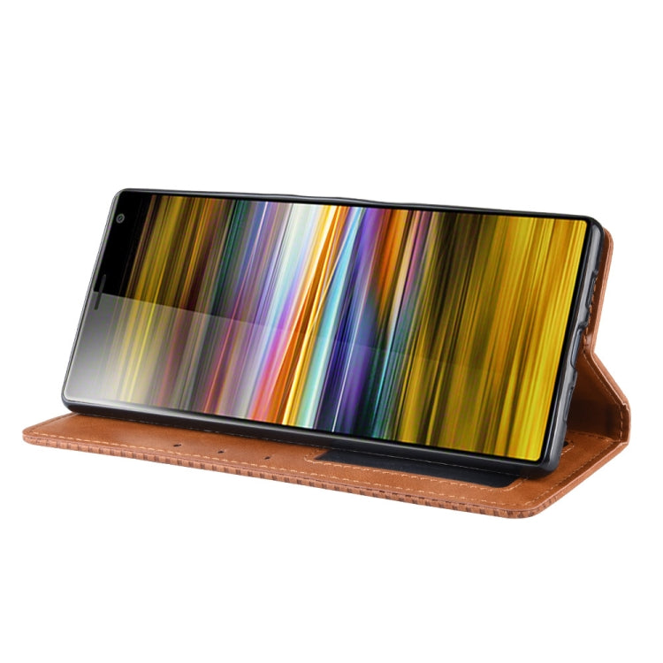 Magnetic Buckle Retro Texture Horizontal Flip Leather Case compatible with Sony Xperia 10 Plus, with Holder & Card Slots & Wallet, Sony Xperia 10 Plus