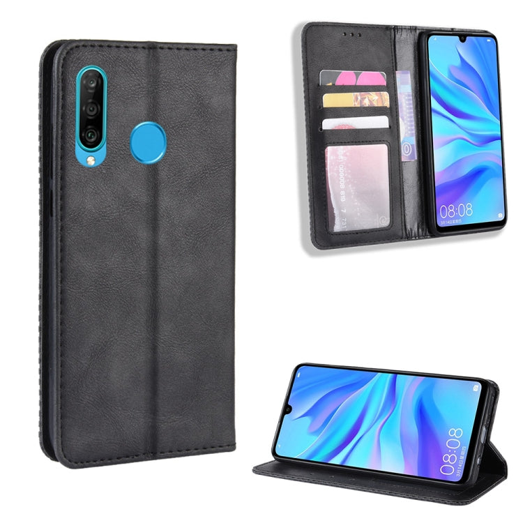 Magnetic Buckle Retro Crazy Horse Texture Horizontal Flip Leather Case compatible with Huawei Enjoy 9s (P Smart+ 2019)