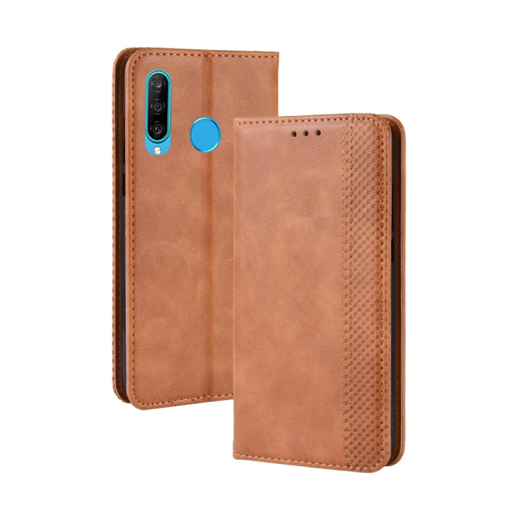 Magnetic Buckle Retro Crazy Horse Texture Horizontal Flip Leather Case compatible with Huawei Enjoy 9s (P Smart+ 2019)