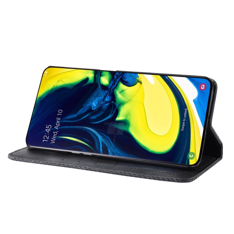 Magnetic Buckle Retro Crazy Horse Texture Horizontal Flip Leather Case for Samsung Galaxy A80(A90)   , with Holder & Card Slots & Photo Frame