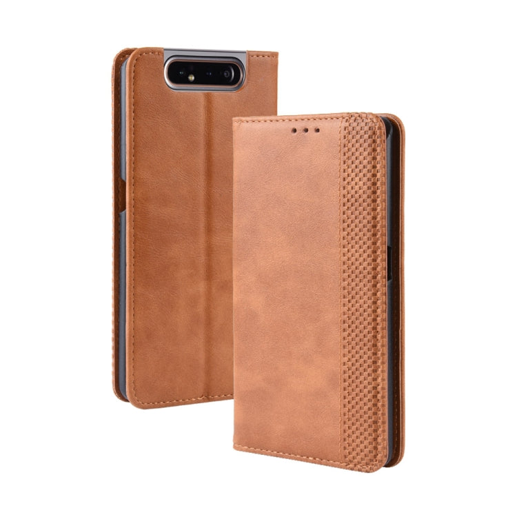 Magnetic Buckle Retro Crazy Horse Texture Horizontal Flip Leather Case for Samsung Galaxy A80(A90)   , with Holder & Card Slots & Photo Frame