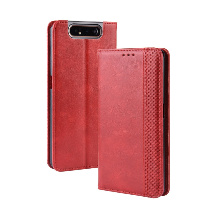Magnetic Buckle Retro Crazy Horse Texture Horizontal Flip Leather Case for Samsung Galaxy A80(A90)   , with Holder & Card Slots & Photo Frame