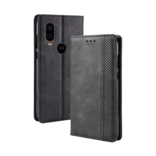 Magnetic Buckle Retro Crazy Horse Texture Horizontal Flip Leather Case for Motorola One Vision , with Holder & Card Slots & Photo Frame