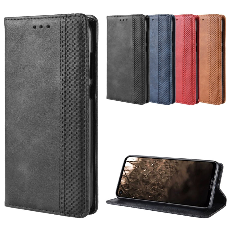 Magnetic Buckle Retro Crazy Horse Texture Horizontal Flip Leather Case for Motorola One Vision , with Holder & Card Slots & Photo Frame