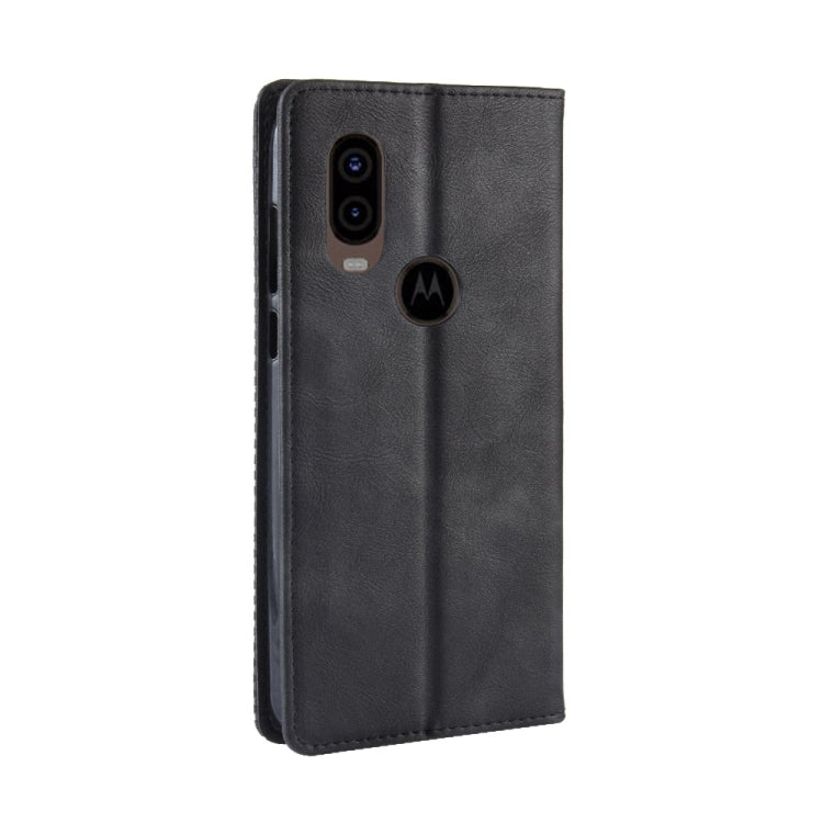 Magnetic Buckle Retro Crazy Horse Texture Horizontal Flip Leather Case for Motorola One Vision , with Holder & Card Slots & Photo Frame