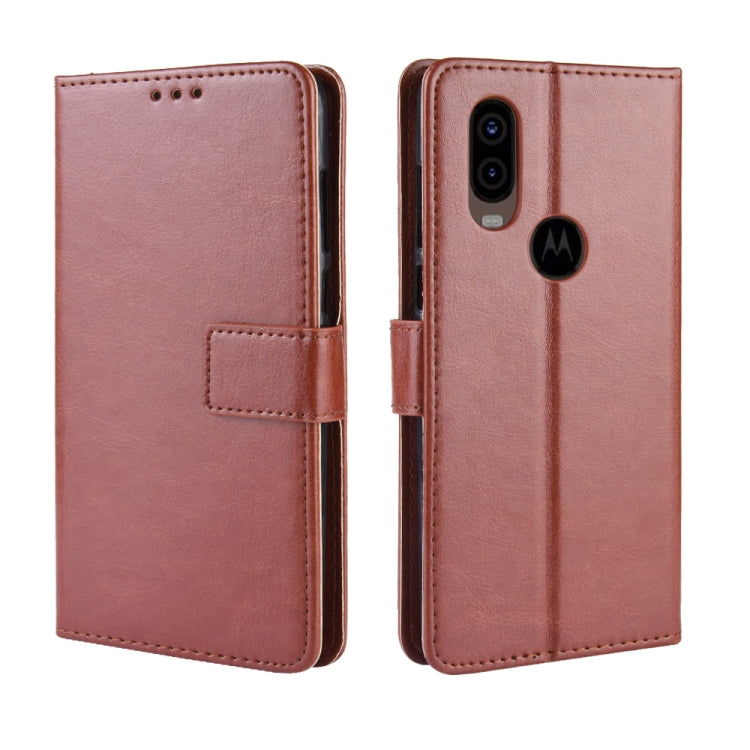 Retro Crazy Horse Texture Horizontal Flip Leather Case for Motorola One Vision , with Holder & Card Slots & Photo Frame