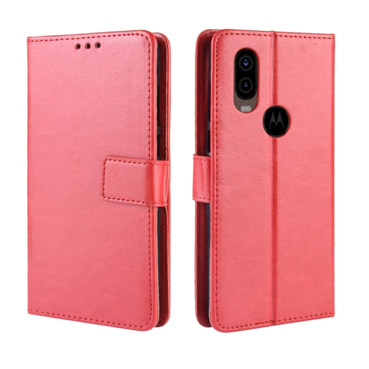 Retro Crazy Horse Texture Horizontal Flip Leather Case for Motorola One Vision , with Holder & Card Slots & Photo Frame
