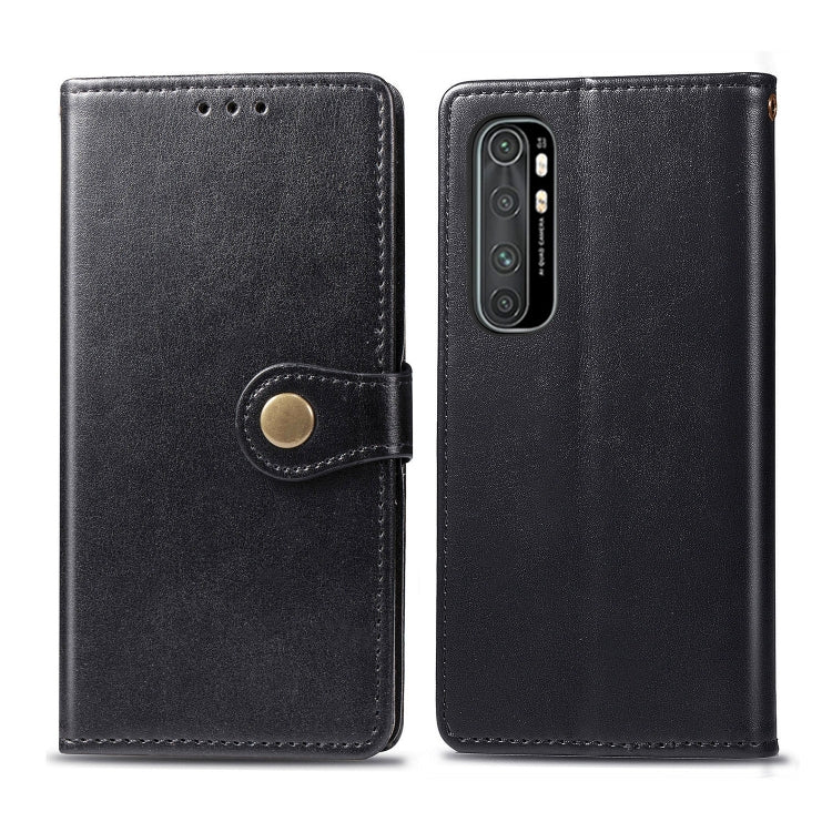 Compatible with Xiaomi Note 10 Lite Retro Solid Color Leather Buckle Phone Case with Lanyard & Photo Frame & Card Slot & Wallet & Stand Function