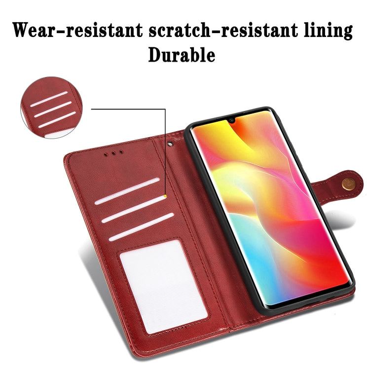 Compatible with Xiaomi Note 10 Lite Retro Solid Color Leather Buckle Phone Case with Lanyard & Photo Frame & Card Slot & Wallet & Stand Function