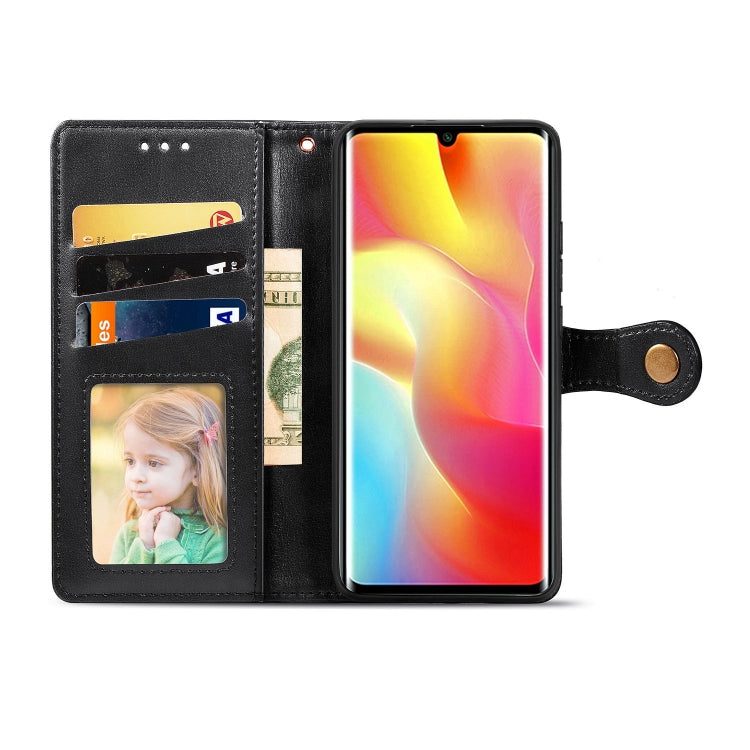 Compatible with Xiaomi Note 10 Lite Retro Solid Color Leather Buckle Phone Case with Lanyard & Photo Frame & Card Slot & Wallet & Stand Function