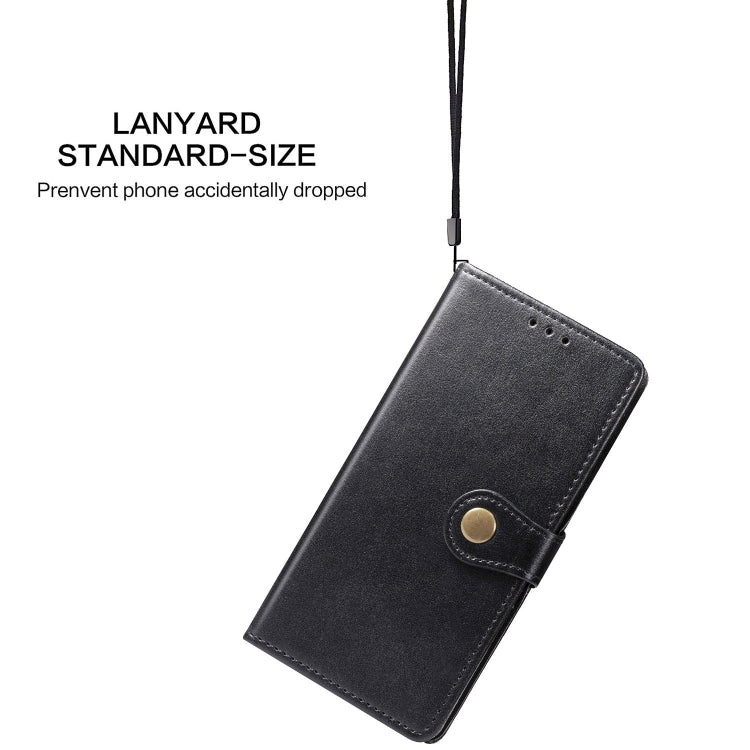 Compatible with Xiaomi Note 10 Lite Retro Solid Color Leather Buckle Phone Case with Lanyard & Photo Frame & Card Slot & Wallet & Stand Function