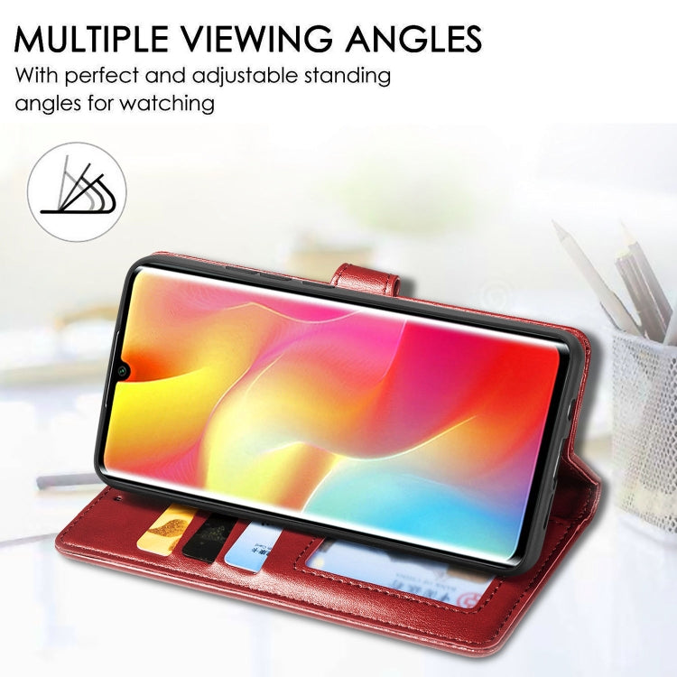 Compatible with Xiaomi Note 10 Lite Retro Solid Color Leather Buckle Phone Case with Lanyard & Photo Frame & Card Slot & Wallet & Stand Function