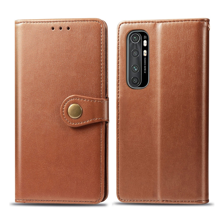Compatible with Xiaomi Note 10 Lite Retro Solid Color Leather Buckle Phone Case with Lanyard & Photo Frame & Card Slot & Wallet & Stand Function