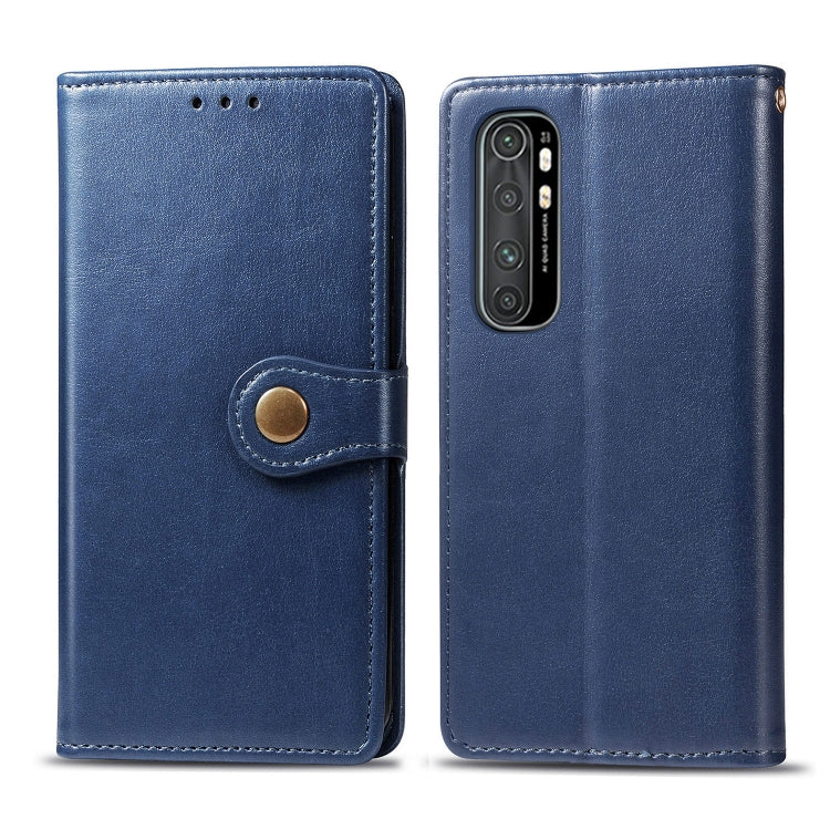 Compatible with Xiaomi Note 10 Lite Retro Solid Color Leather Buckle Phone Case with Lanyard & Photo Frame & Card Slot & Wallet & Stand Function