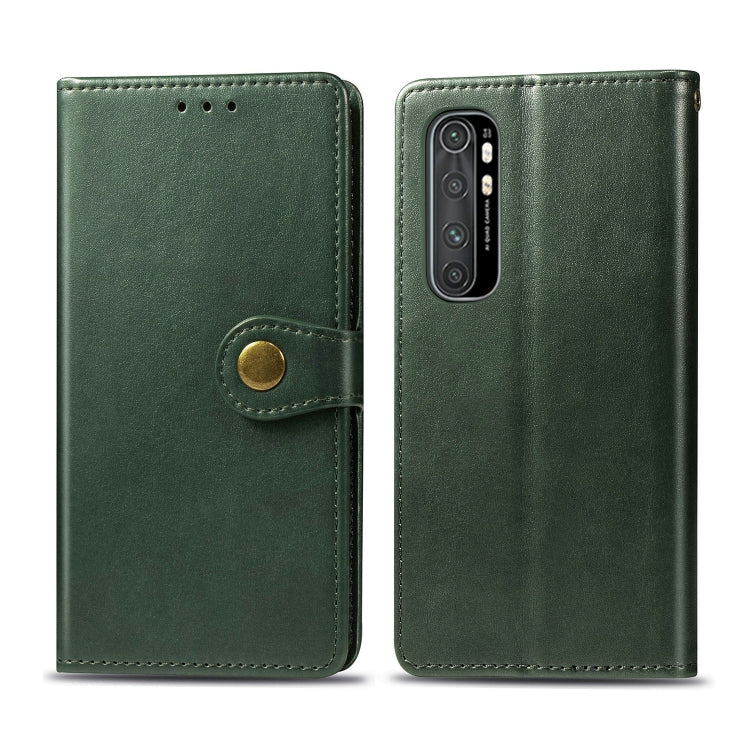 Compatible with Xiaomi Note 10 Lite Retro Solid Color Leather Buckle Phone Case with Lanyard & Photo Frame & Card Slot & Wallet & Stand Function