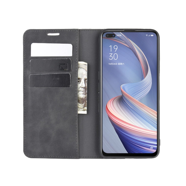 For Oppo A92s Retro-skin Business Magnetic Suction Leather Case with Holder & Card Slots & Wallet