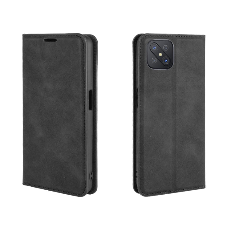 For Oppo A92s Retro-skin Business Magnetic Suction Leather Case with Holder & Card Slots & Wallet