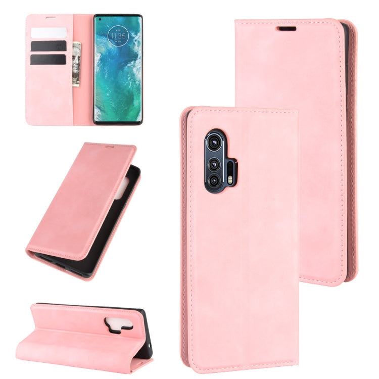 For Motorola Edge+ Retro-skin Business Magnetic Suction Leather Case with Holder & Card Slots & Wallet