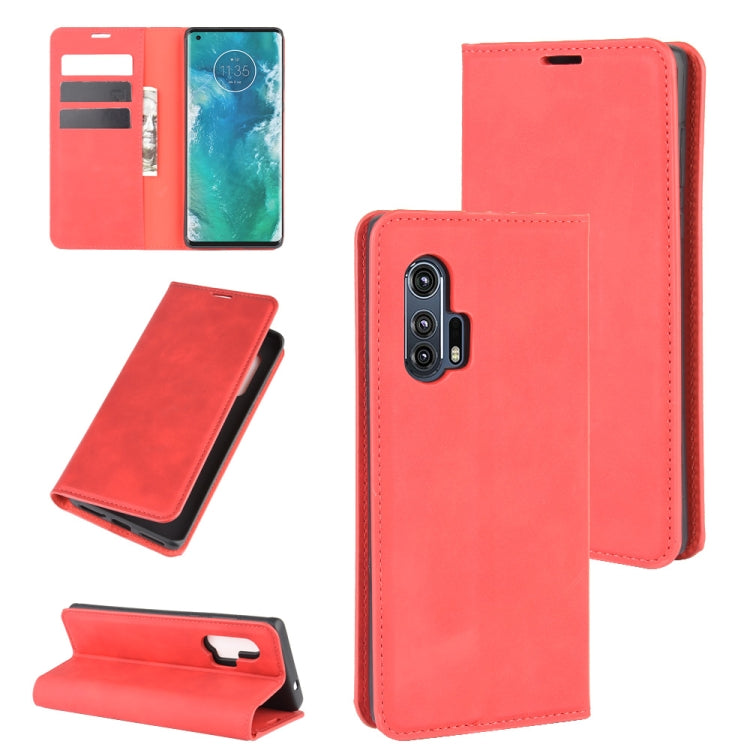 For Motorola Edge+ Retro-skin Business Magnetic Suction Leather Case with Holder & Card Slots & Wallet