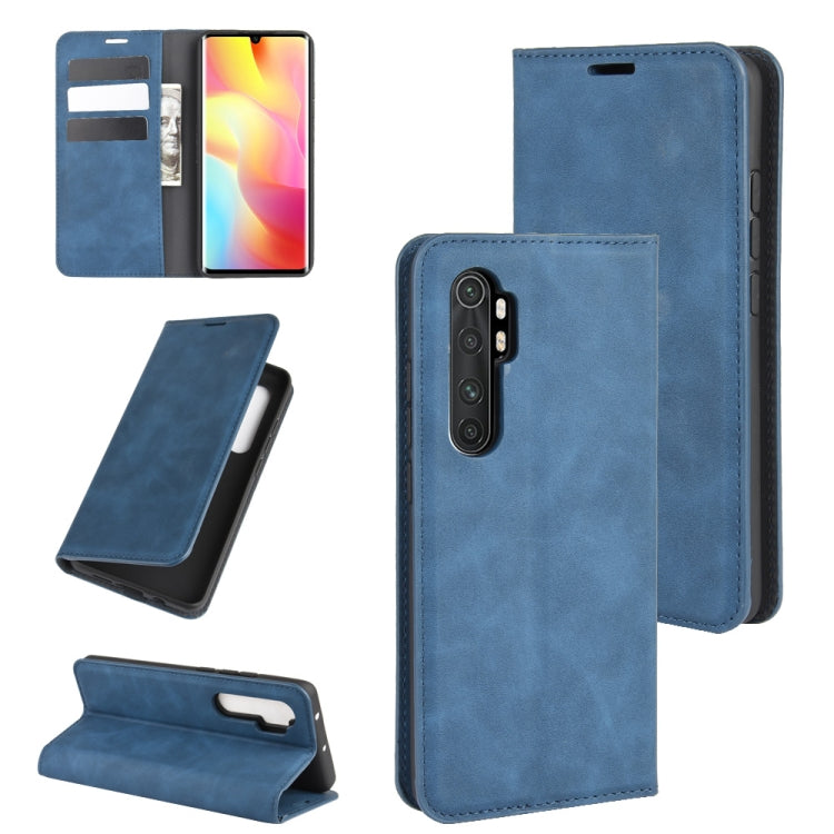 For Xiaomi Mi Note 10 Lite Retro-skin Business Magnetic Suction Leather Case with Holder & Card Slots & Wallet