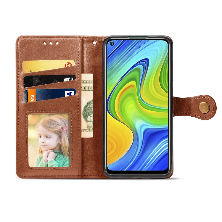 For Xiaomi Redmi 10X 4G/Redmi Note 9 Retro Solid Color Leather Buckle Phone Case with Lanyard & Photo Frame & Card Slot & Wallet & Stand Function