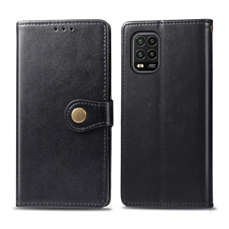 For Xiaomi Mi 10 Lite 5G Retro Solid Color Leather Buckle Phone Case with Lanyard & Photo Frame & Card Slot & Wallet & Stand Function