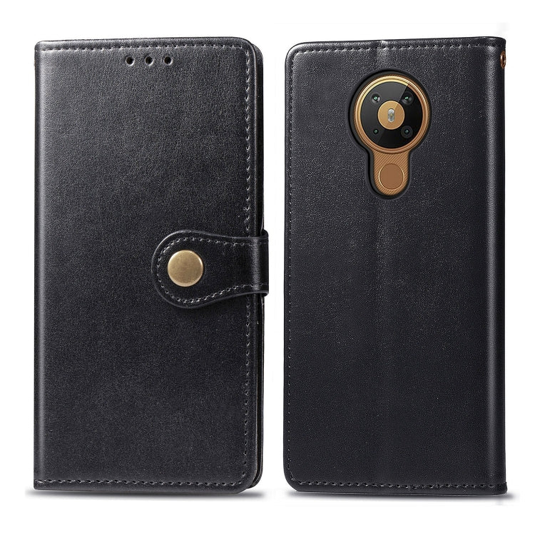 For Nokia 5.3 Retro Solid Color Leather Buckle Phone Case with Lanyard & Photo Frame & Card Slot & Wallet & Stand Function