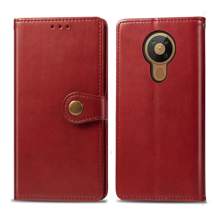 For Nokia 5.3 Retro Solid Color Leather Buckle Phone Case with Lanyard & Photo Frame & Card Slot & Wallet & Stand Function