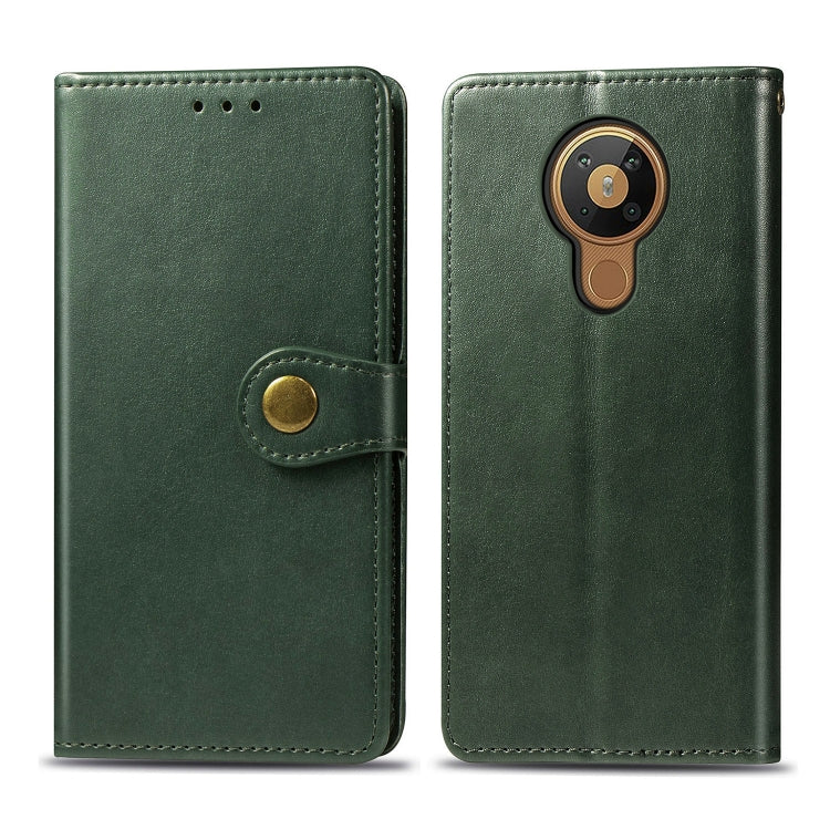 For Nokia 5.3 Retro Solid Color Leather Buckle Phone Case with Lanyard & Photo Frame & Card Slot & Wallet & Stand Function