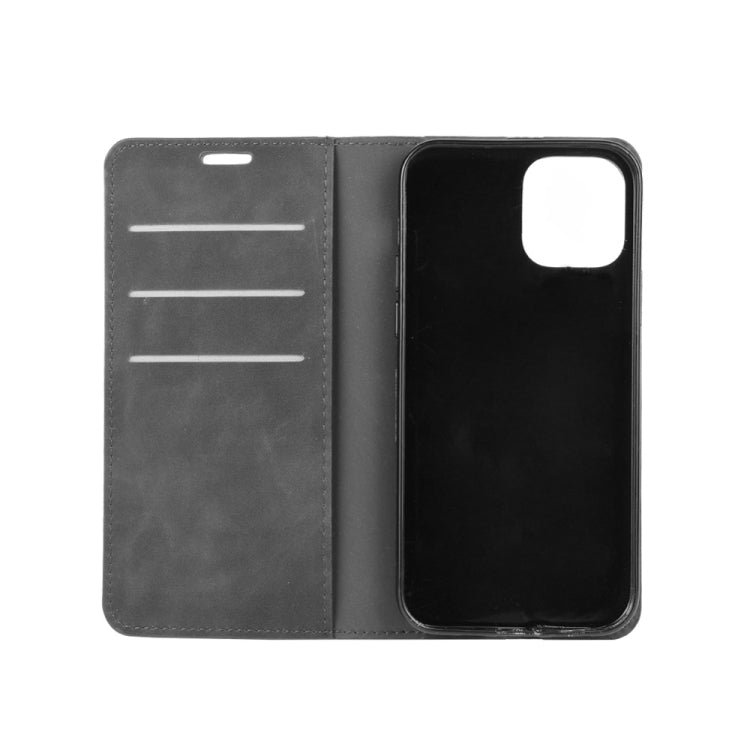 For iPhone 12 6.1 inch Retro-skin Business Magnetic Suction Leather Case with Holder & Card Slots & Wallet