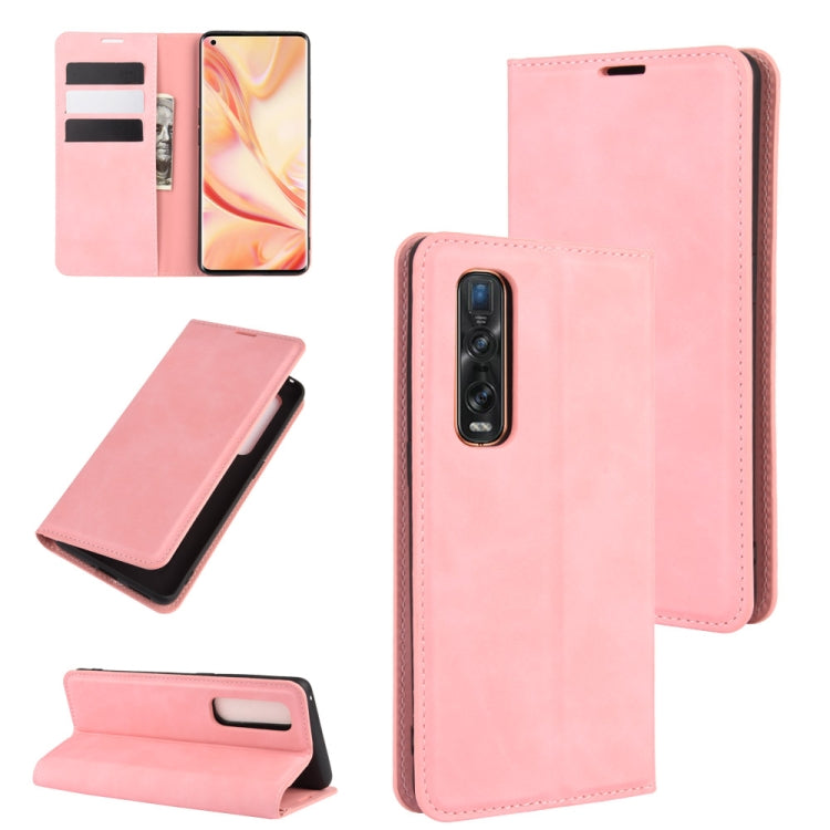 For OPPO Find X2 Pro Retro-skin Business Magnetic Suction Leather Case with Holder & Card Slots & Wallet