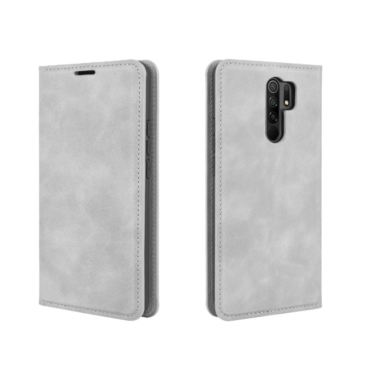 For Xiaomi Redmi 9 Retro-skin Business Magnetic Suction Leather Case with Holder & Card Slots & Wallet