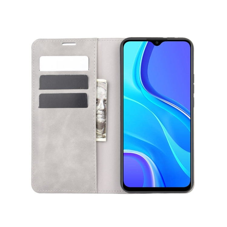 For Xiaomi Redmi 9 Retro-skin Business Magnetic Suction Leather Case with Holder & Card Slots & Wallet