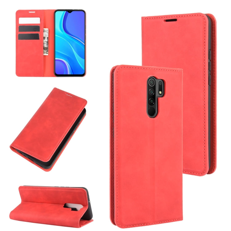 For Xiaomi Redmi 9 Retro-skin Business Magnetic Suction Leather Case with Holder & Card Slots & Wallet