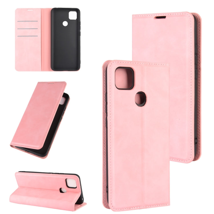 For Xiaomi Redmi 9C Retro-skin Business Magnetic Suction Leather Case with Holder & Card Slots & Wallet
