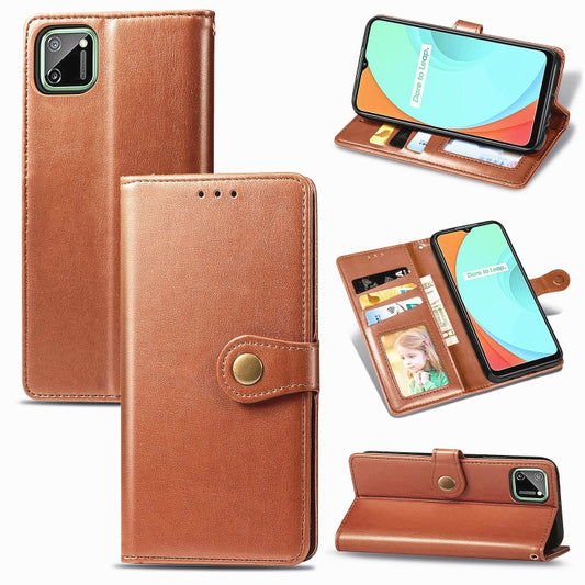 Retro Solid Color Leather Buckle Phone Case