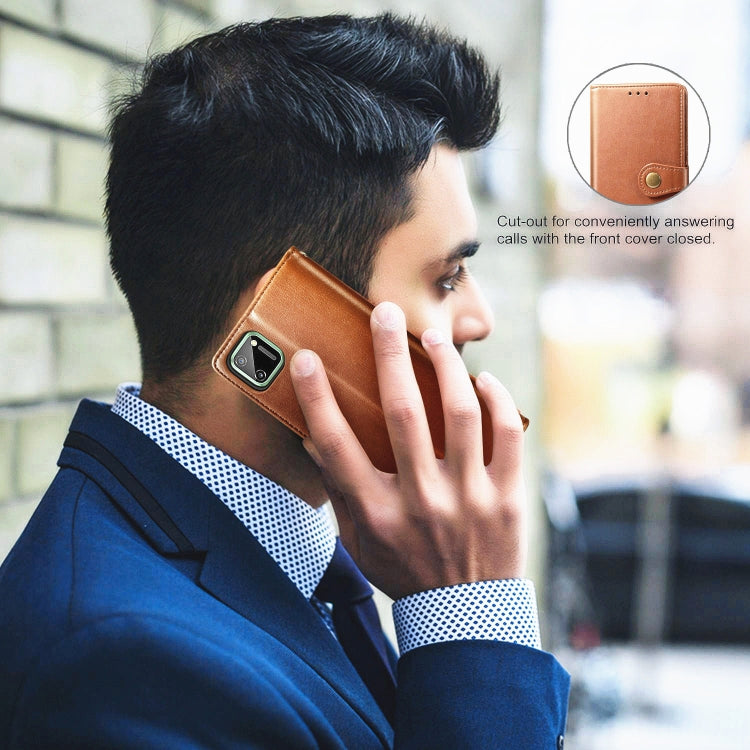 Retro Solid Color Leather Buckle Phone Case