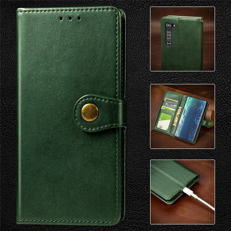 Retro Solid Color Leather Buckle Phone Case with Lanyard & Photo Frame & Card Slot & Wallet & Stand Function, For Motorola Edge