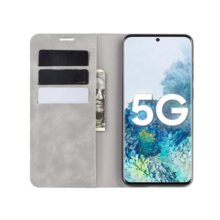 For Samsung Galaxy S20 FE 4G / 5G Retro-skin Business Magnetic Suction Leather Case with Holder & Card Slots & Wallet