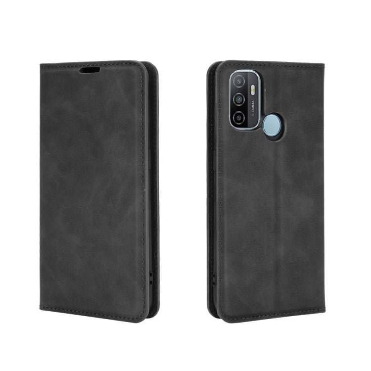 For OPPO A53 2020/OPPO A32 2020 Retro-skin Business Magnetic Suction Leather Case with Holder & Card Slots & Wallet