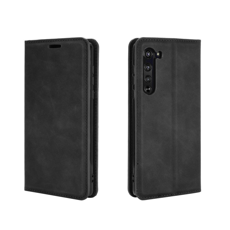 For Motorola Moto Edge Retro-skin Business Magnetic Suction Leather Case with Holder & Card Slots & Wallet