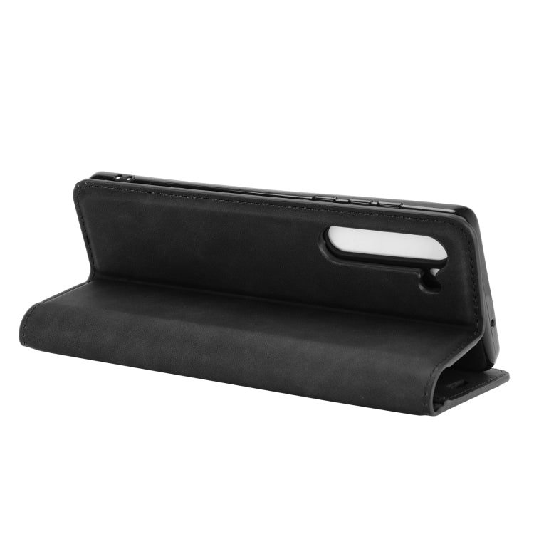 For Motorola Moto Edge Retro-skin Business Magnetic Suction Leather Case with Holder & Card Slots & Wallet