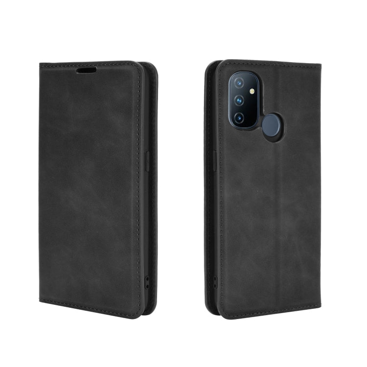 For OnePlus Nord N100 Retro-skin Business Magnetic Suction Leather Case with Holder & Card Slots & Wallet