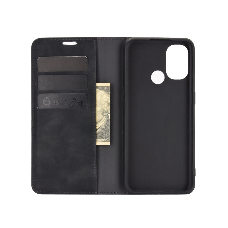 For OnePlus Nord N100 Retro-skin Business Magnetic Suction Leather Case with Holder & Card Slots & Wallet