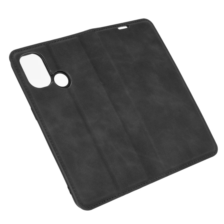 For OnePlus Nord N100 Retro-skin Business Magnetic Suction Leather Case with Holder & Card Slots & Wallet
