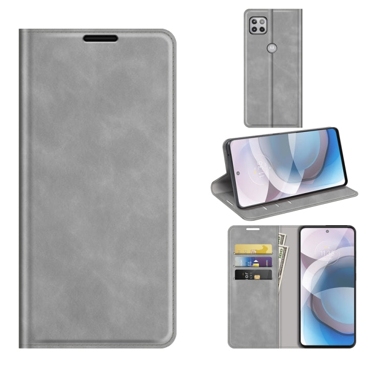 For Motorola Moto One 5G Ace Retro-skin Business Magnetic Suction Leather Case with Holder & Card Slots & Wallet